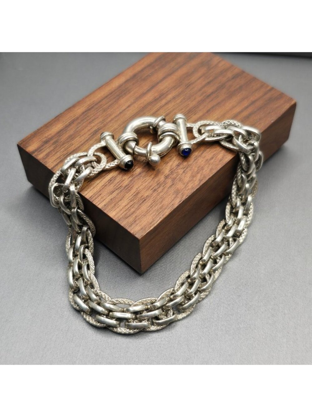 Vintage Sterling Silver Heavy Woven Statement Bracelet 6.75" 925 8.5mm Chain
